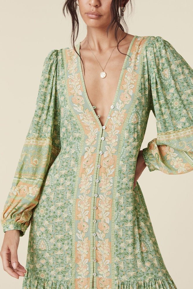 Spell-MadamePeacockButtonThroughGown-Emerald-1453_1000x1000_e37e11e1-d527-4b73-9112-e3f078b7f4d2 Ina Splice Printed Button Up Maxi Gown Dress - Image 8