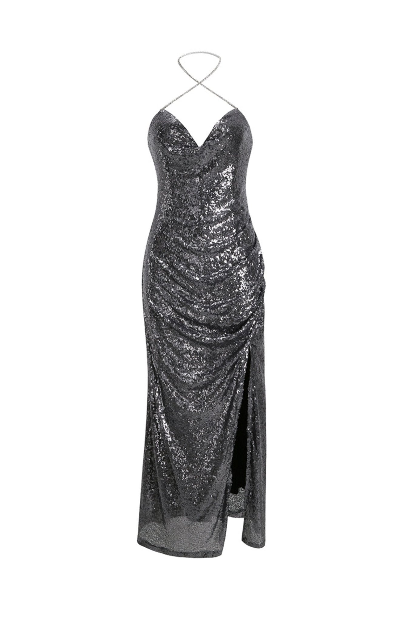 afra-diamante-halterneck-midi-sequins-dress-sd00209121405-silver-s-sunfere-546284 Afra Diamanté Halterneck Midi Sequins Dress - Image 5