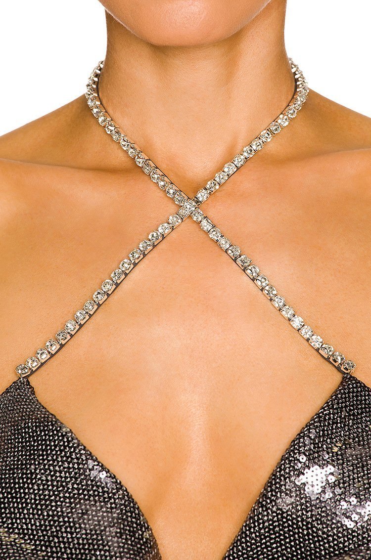 afra-diamante-halterneck-midi-sequins-dress-sd00209121405-silver-s-sunfere-720665 Afra Diamanté Halterneck Midi Sequins Dress - Image 4
