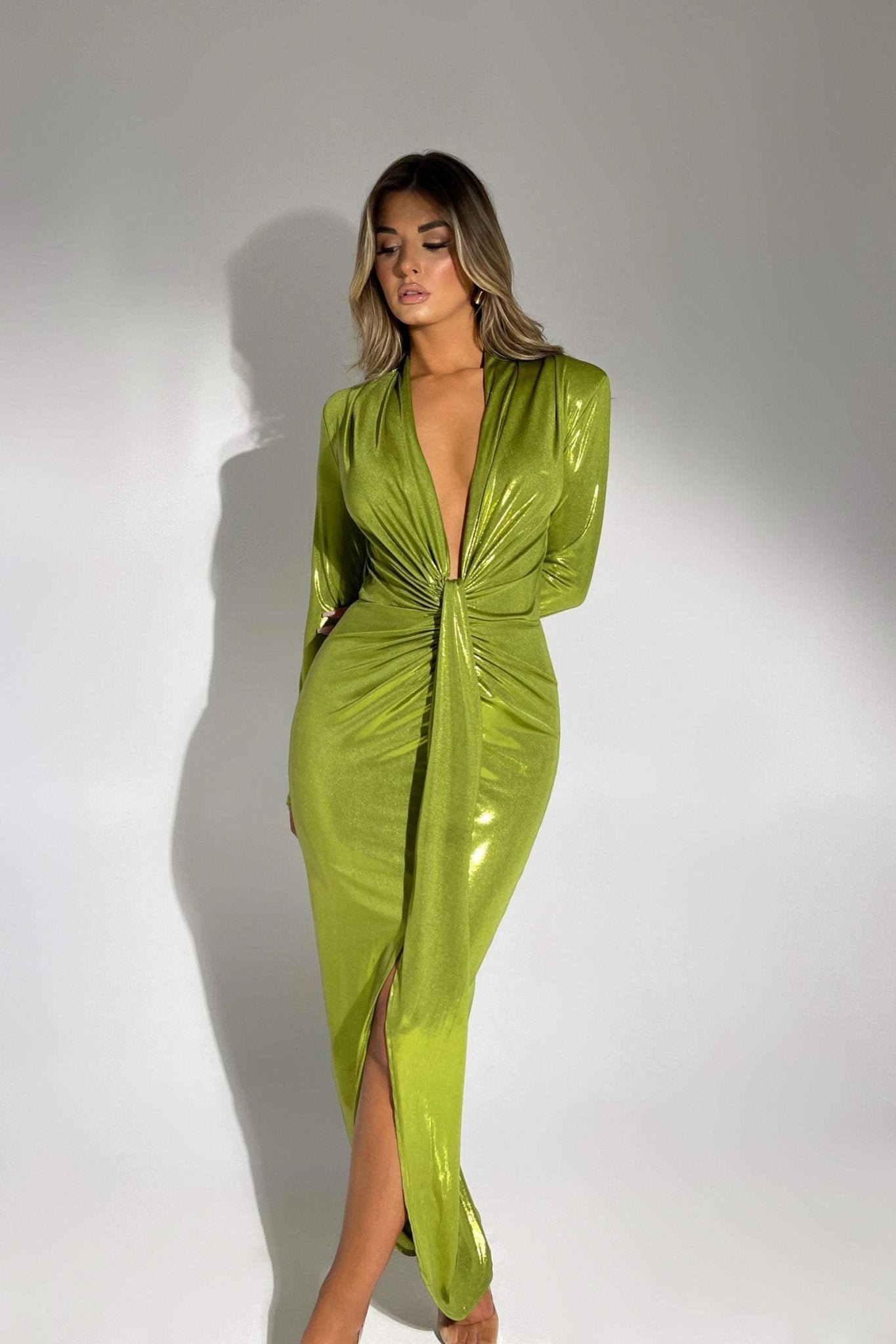 ailiyah-metallic-v-neck-slit-midi-dress-sd00210251751-green-s-sunfere-305538 Ailiyah Metallic V-neck Slit Midi Dress - Image 25