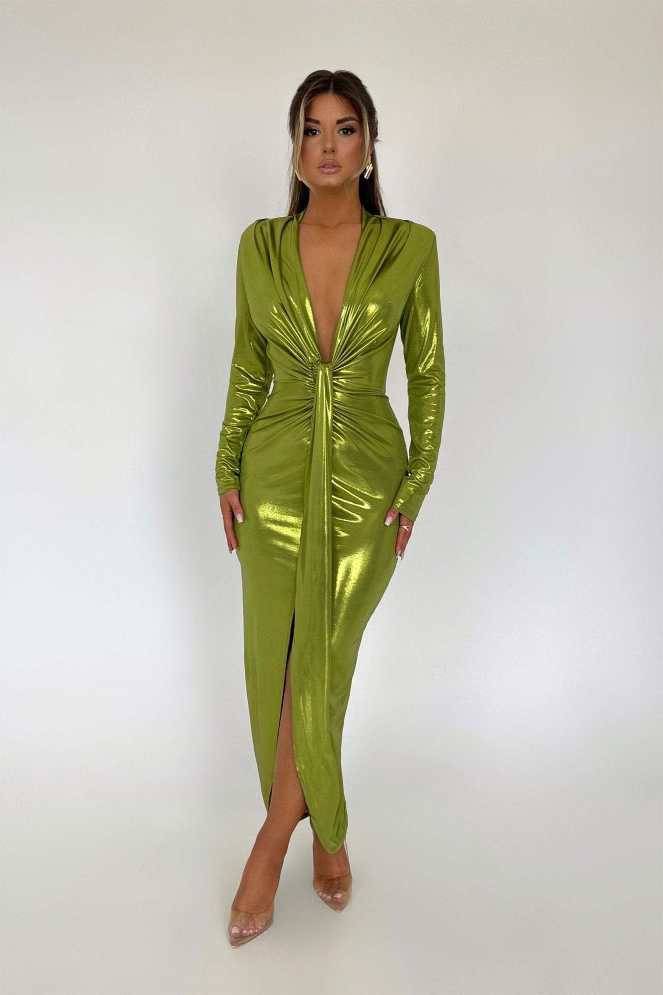 ailiyah-metallic-v-neck-slit-midi-dress-sd00210251751-green-s-sunfere-708204 Ailiyah Metallic V-neck Slit Midi Dress - Image 22
