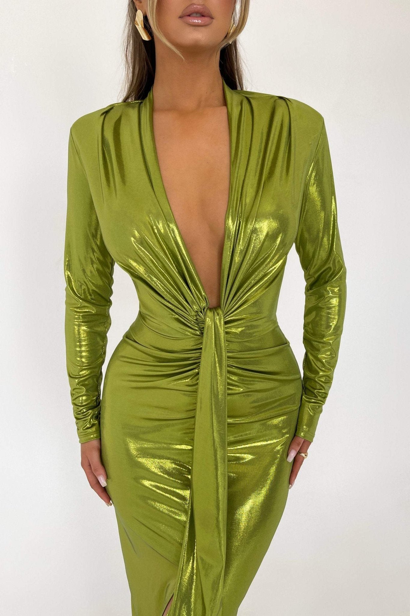 ailiyah-metallic-v-neck-slit-midi-dress-sd00210251751-green-s-sunfere-736116 Ailiyah Metallic V-neck Slit Midi Dress - Image 23