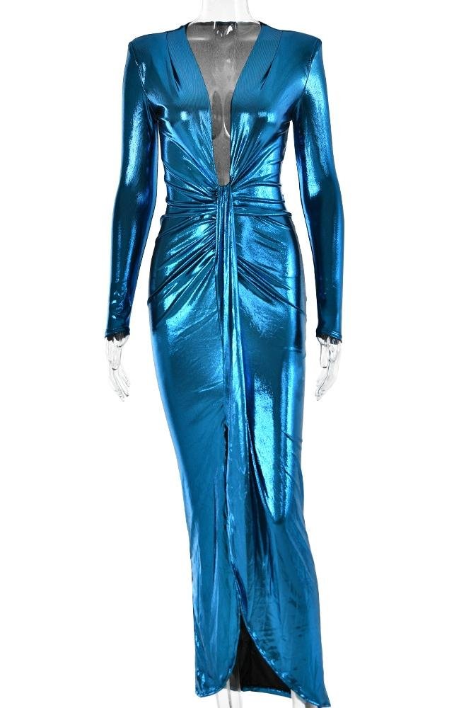 ailiyah-metallic-v-neck-slit-midi-dress-sd00210251751-green-s-sunfere-824045 Ailiyah Metallic V-neck Slit Midi Dress - Image 11