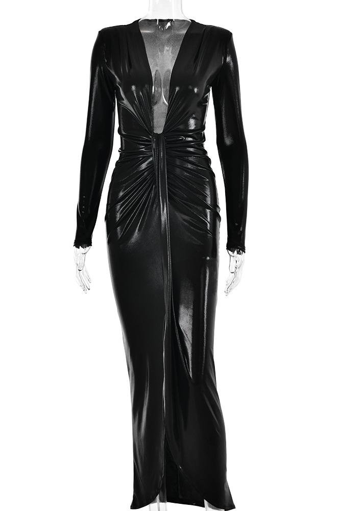 ailiyah-metallic-v-neck-slit-midi-dress-sd00210251751-green-s-sunfere-877704 Ailiyah Metallic V-neck Slit Midi Dress - Image 20