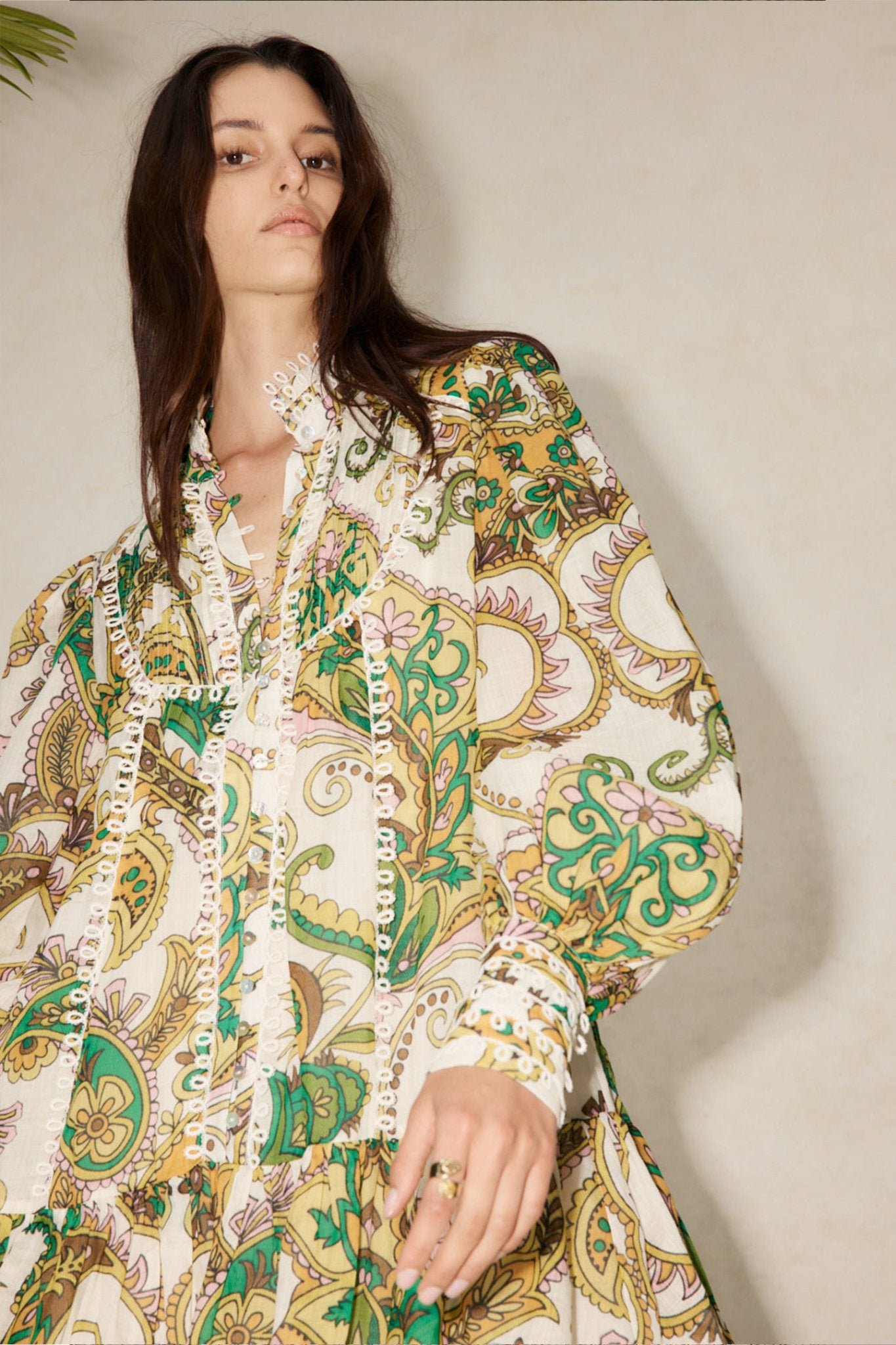 alani-printed-lace-trim-tiered-mini-shirt-dress-sd0020516147-geige-s-sunfere-297131 Alani Printed Lace Trim Tiered MIni Shirt Dress - Image 3