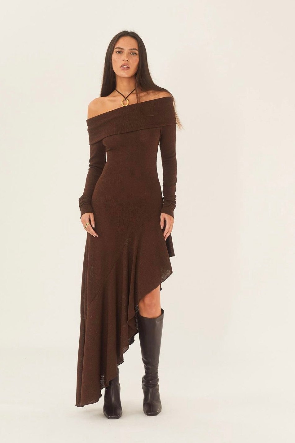 alisa-off-shoulder-flare-midi-knit-dress-sd00209181530-brown-s-sunfere-740761 Alisa Off-shoulder Flare Midi Knit Dress - Image 2