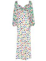 Alison Sweetheart Splice Printed Dots Maxi Satin Dress - Image 5