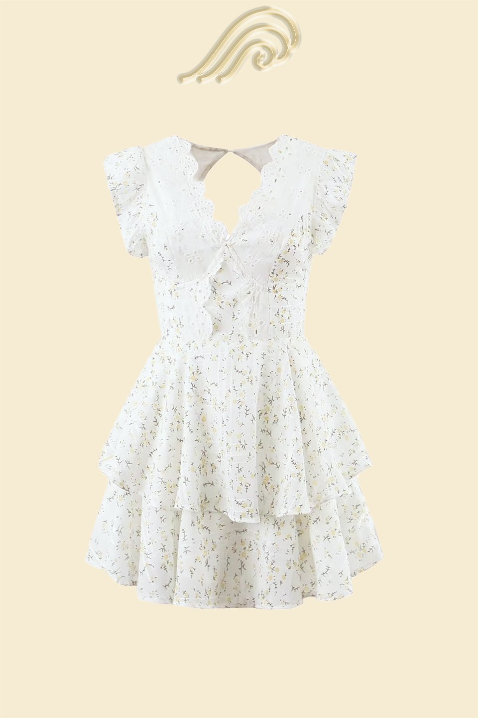 ally-printed-trimed-lace-tiered-mini-dress-sd0020619469-white-xs-sunfere-589470 Ally Printed Trimed Lace Tiered Mini Dress - Image 7