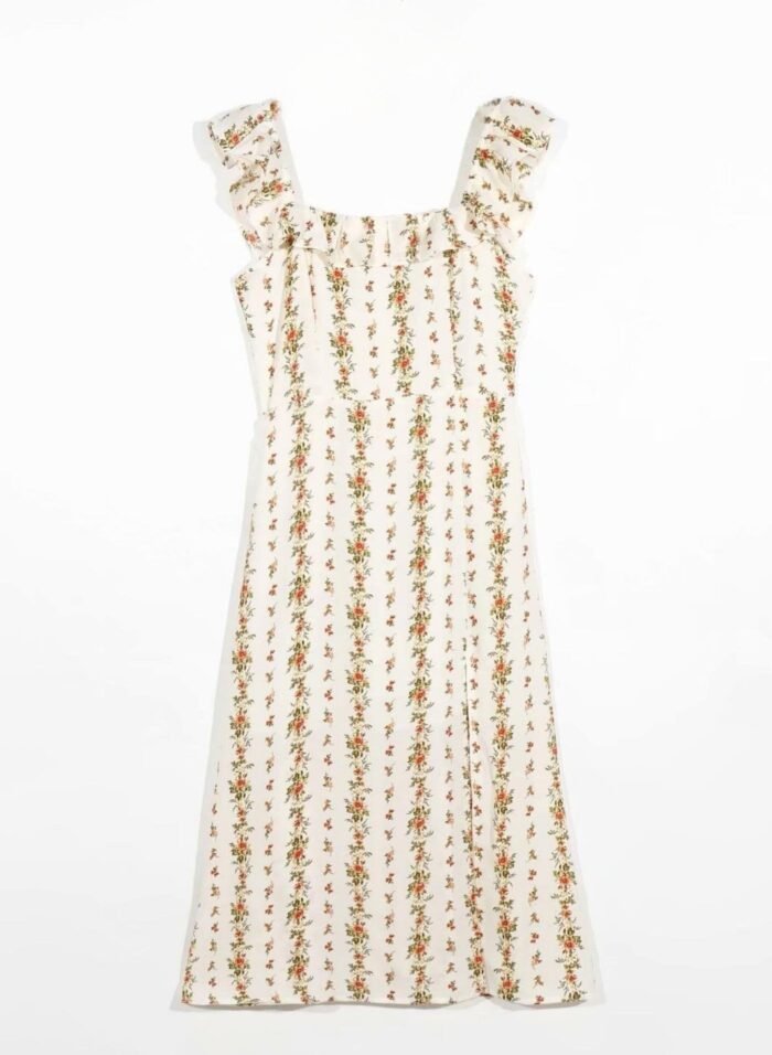 Alyss Printed Ruffle Strap Slit Midi Dress - Image 5