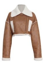 Anastasia Cropped Shearling Trimmed Jacket - Image 3