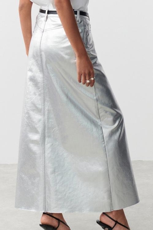 andrey-metallic-midi-slit-skirt-sb00209281627-silver-s-sunfere-655149 Andrey Metallic Midi Slit Skirt - Image 3