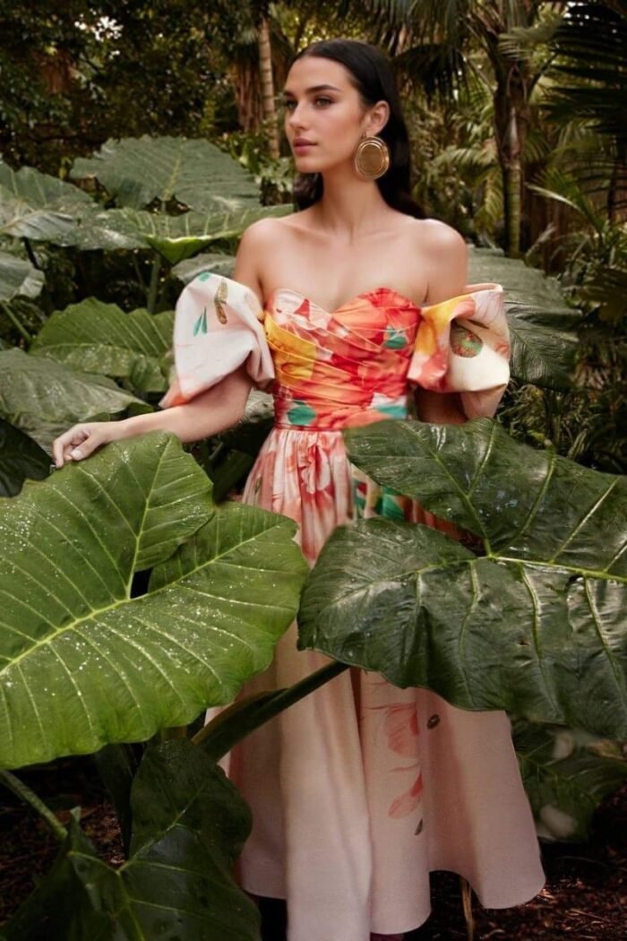 Audrey Floral Printed Off-shoulder Midi Dress - Image 3