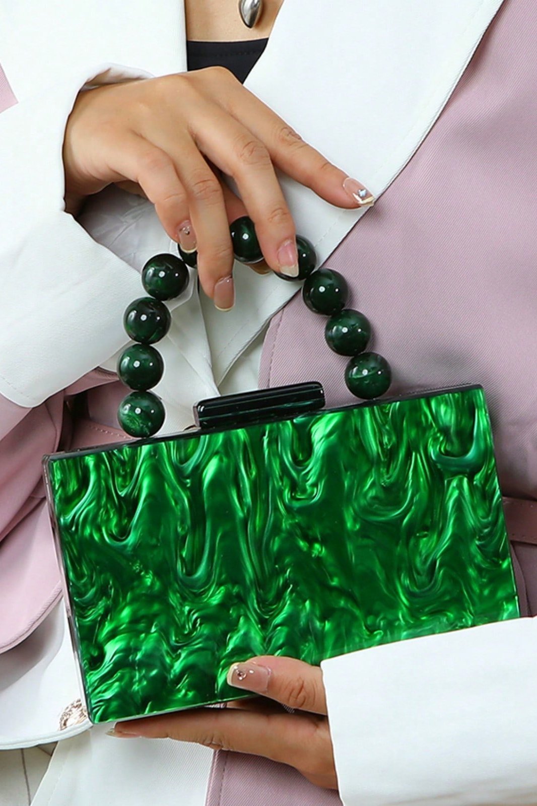 beaded-chain-marbling-handbag-sa00602262318-green-sunfere-556896 Beaded Chain Marbling Handbag - Image 3