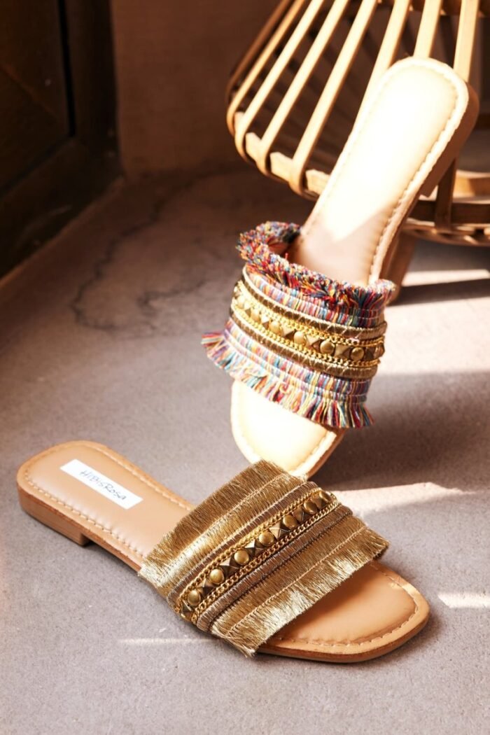 Belinda Metal Decored Flat Sandals - Image 1