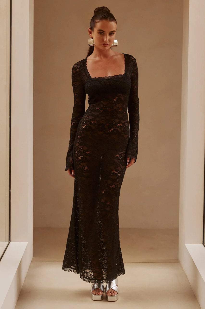 bertha-square-neck-lace-maxi-dress-sd00211061825-black-s-sunfere-362533 Bertha Square Neck Lace Maxi Dress - Image 1