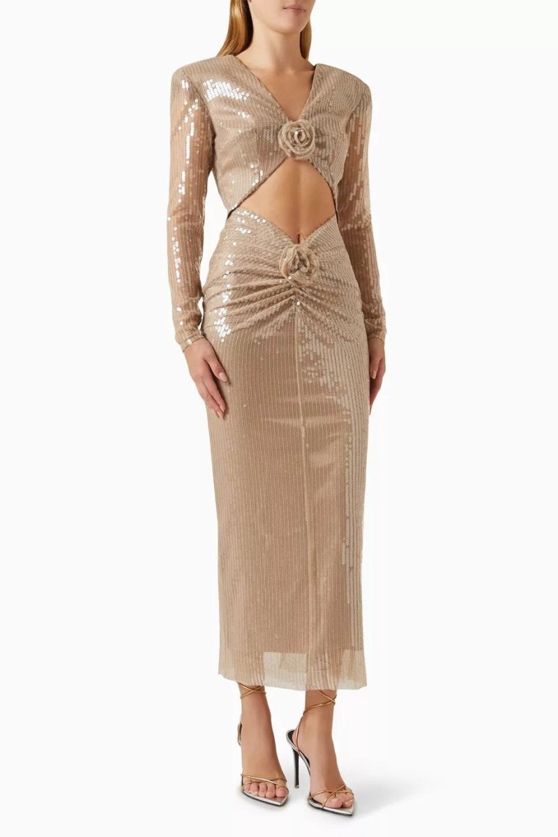 cathy-flower-sequins-midi-dress-sd00603152452-khaki-s-sunfere-617279 Cathy Flower Sequins Midi Dress - Image 4