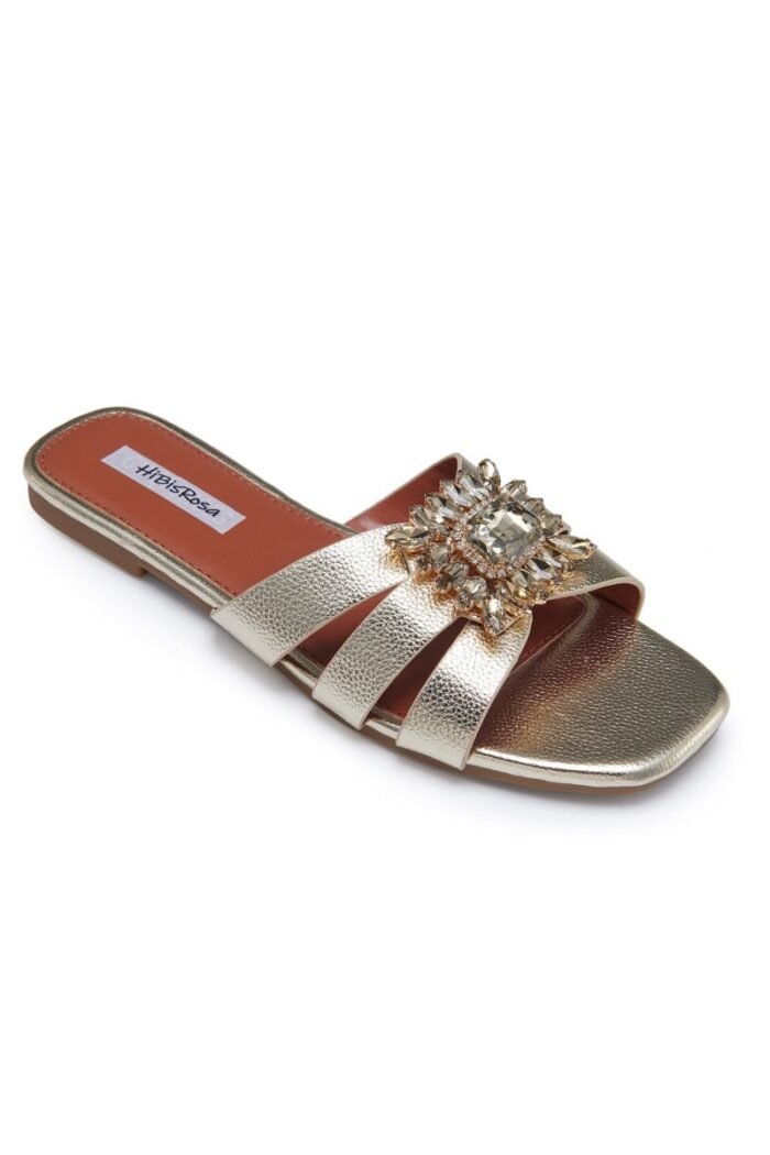 Cathy Rhinestone Decor Slide Sandals - Image 1