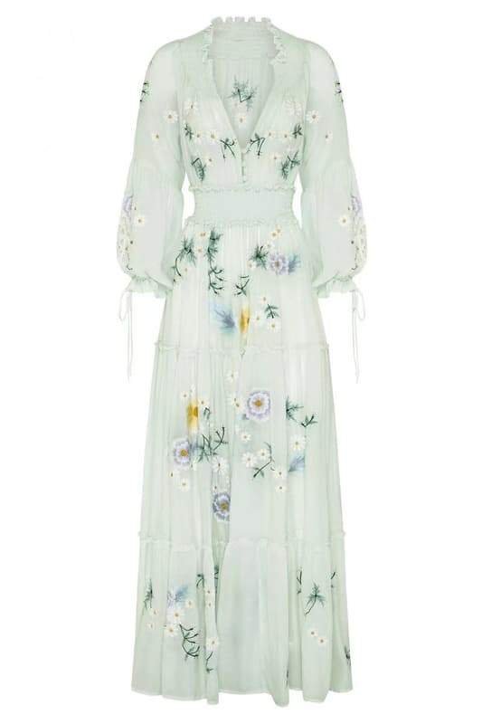 cecilia-embroidered-v-neck-shirred-maxi-dress-sd00203222519-light-green-s-sunfere-772790 Cecilia Embroidered V-neck Shirred Maxi Dress - Image 5