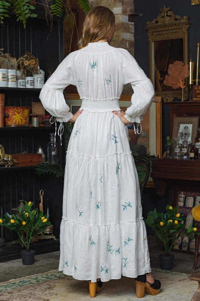 cecilia-embroidered-v-neck-shirred-maxi-dress-sd00203222519-white-s-sunfere-314527 Cecilia Embroidered V-neck Shirred Maxi Dress - Image 8