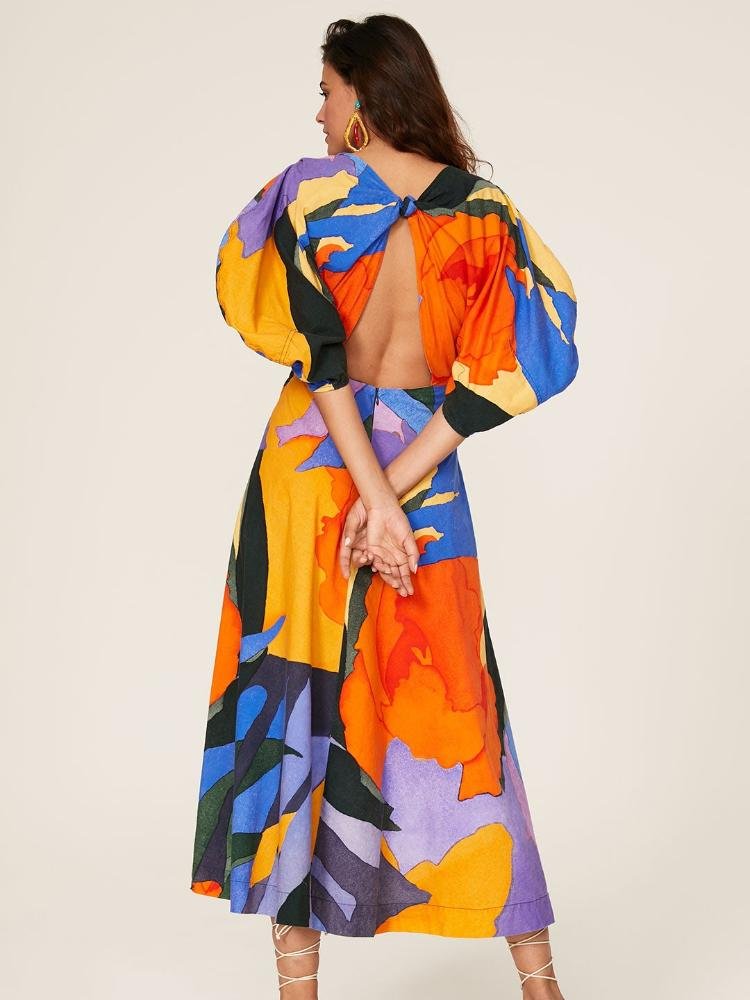 chaya-printed-v-neck-cut-out-flare-maxi-dress-sd0020516260-indigoorange-s-sunfere-545198 Chaya Printed V-neck Cut-out Flare Maxi Dress - Image 4