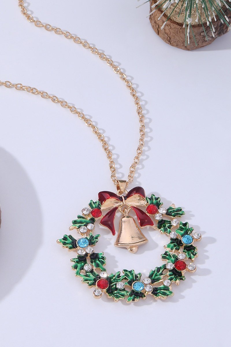 christmas-wreath-bell-pendant-necklace-sa00611141906-gold-sunfere-199901 Christmas Wreath Bell Pendant Necklace - Image 3