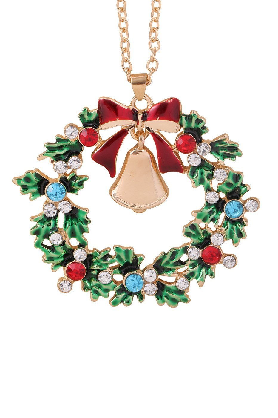 christmas-wreath-bell-pendant-necklace-sa00611141906-gold-sunfere-426949 Christmas Wreath Bell Pendant Necklace - Image 5