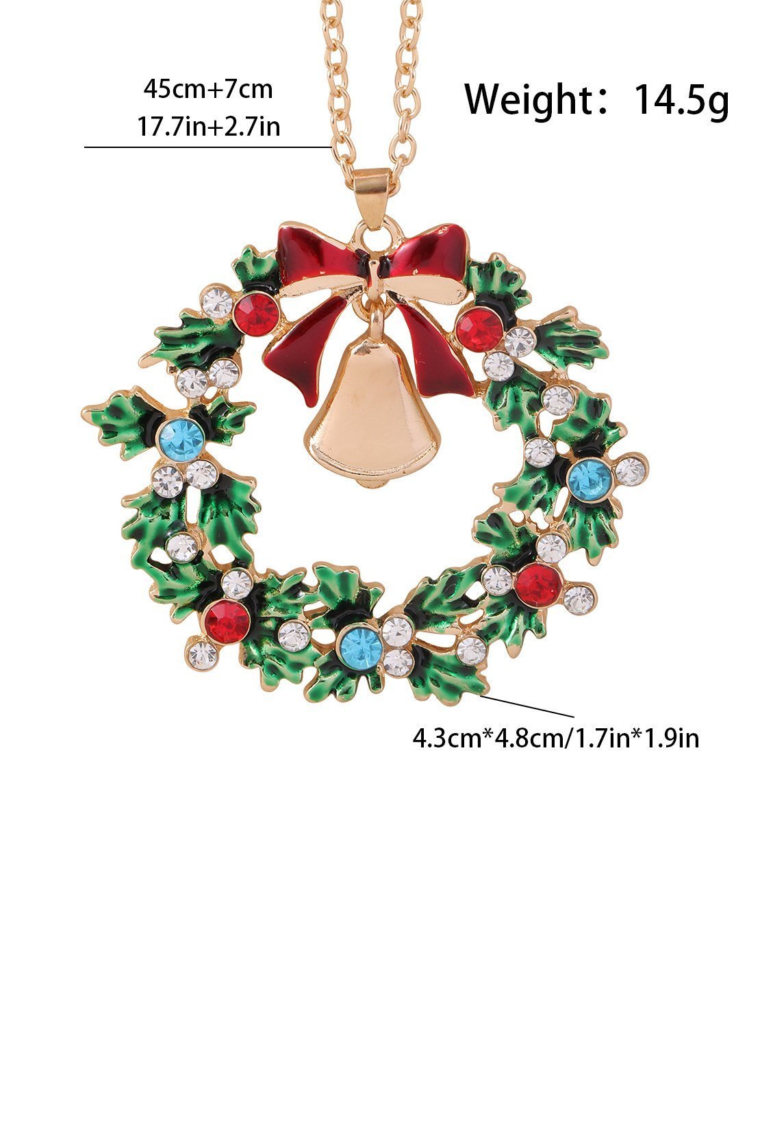 christmas-wreath-bell-pendant-necklace-sa00611141906-gold-sunfere-648825 Christmas Wreath Bell Pendant Necklace - Image 4