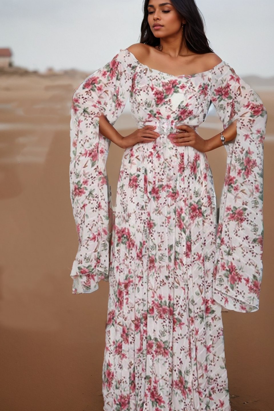 clara-printed-off-shoulder-belted-maxi-dress-sd00211021805-multi-s-sunfere-616511 Clara Printed Off-shoulder Belted Maxi Dress - Image 1