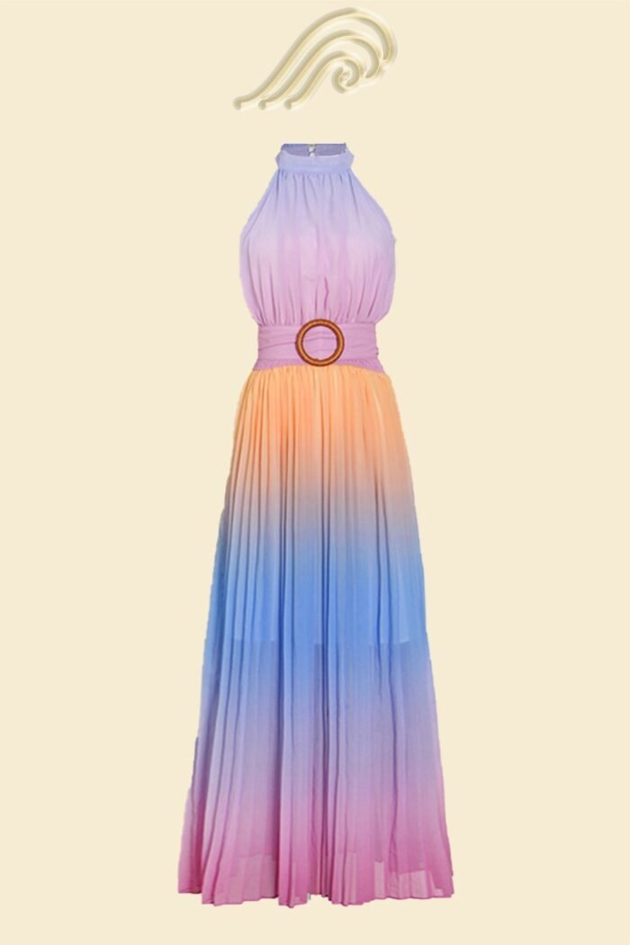 Clare Printed Plisse Halterneck Maxi Dress - Image 5