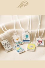 Color Dripping Tarot Cards Square Pendant Necklace - Image 3