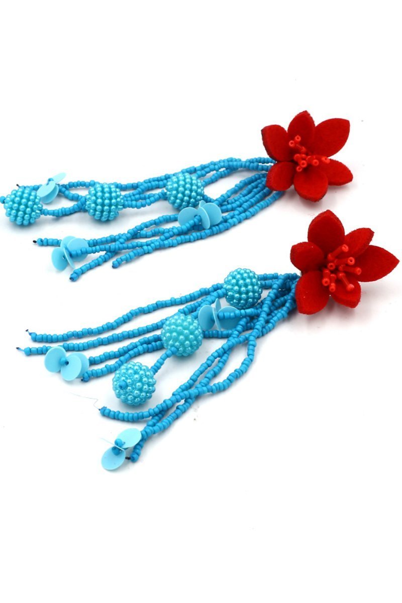 contrast-color-floral-beaded-earrings-0020611459-blue-sunfere-115868 Contrast Color Floral Beaded Earrings - Image 3