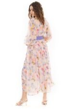 Cora Printed Belted Chiffon Midi Dress - Image 4