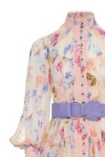Cora Printed Belted Chiffon Midi Dress - Image 6