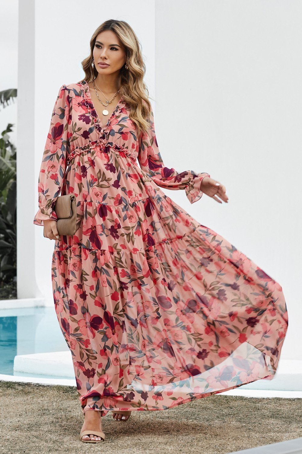dale-printed-v-neck-tiered-maxi-dress-sd00209221572-red-s-sunfere-305458 Dale Printed V-neck Tiered Maxi Dress - Image 3