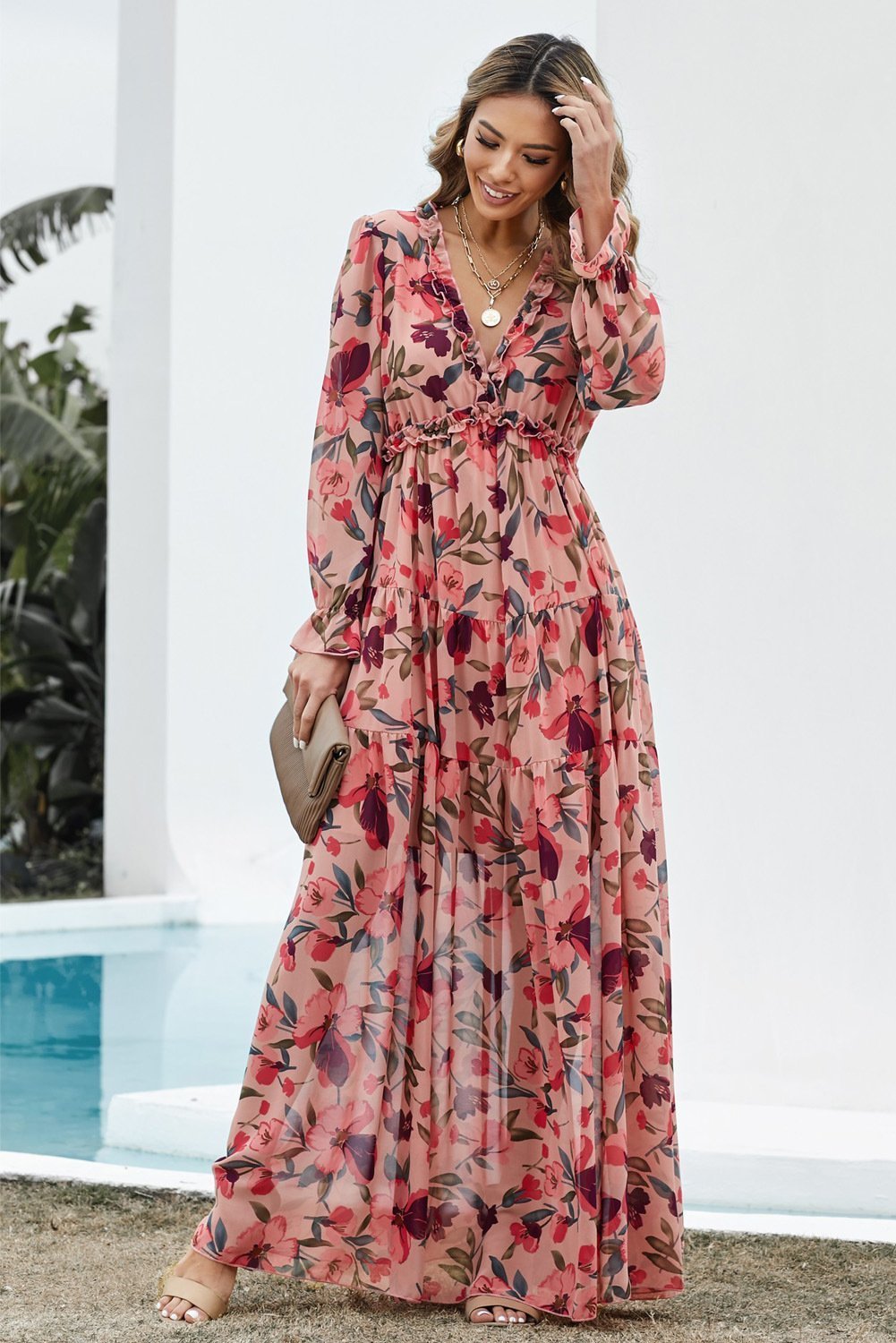 dale-printed-v-neck-tiered-maxi-dress-sd00209221572-red-s-sunfere-739744 Dale Printed V-neck Tiered Maxi Dress - Image 4