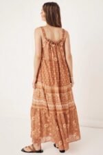 Damla Printed Gathered Halterneck Slip Maxi Dress - Image 9