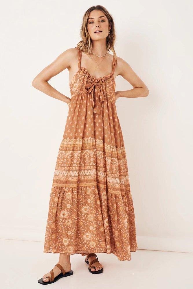 damla-printed-gathered-halterneck-slip-maxi-dress-sd0020629662-brown-s-sunfere-552789 Damla Printed Gathered Halterneck Slip Maxi Dress - Image 7