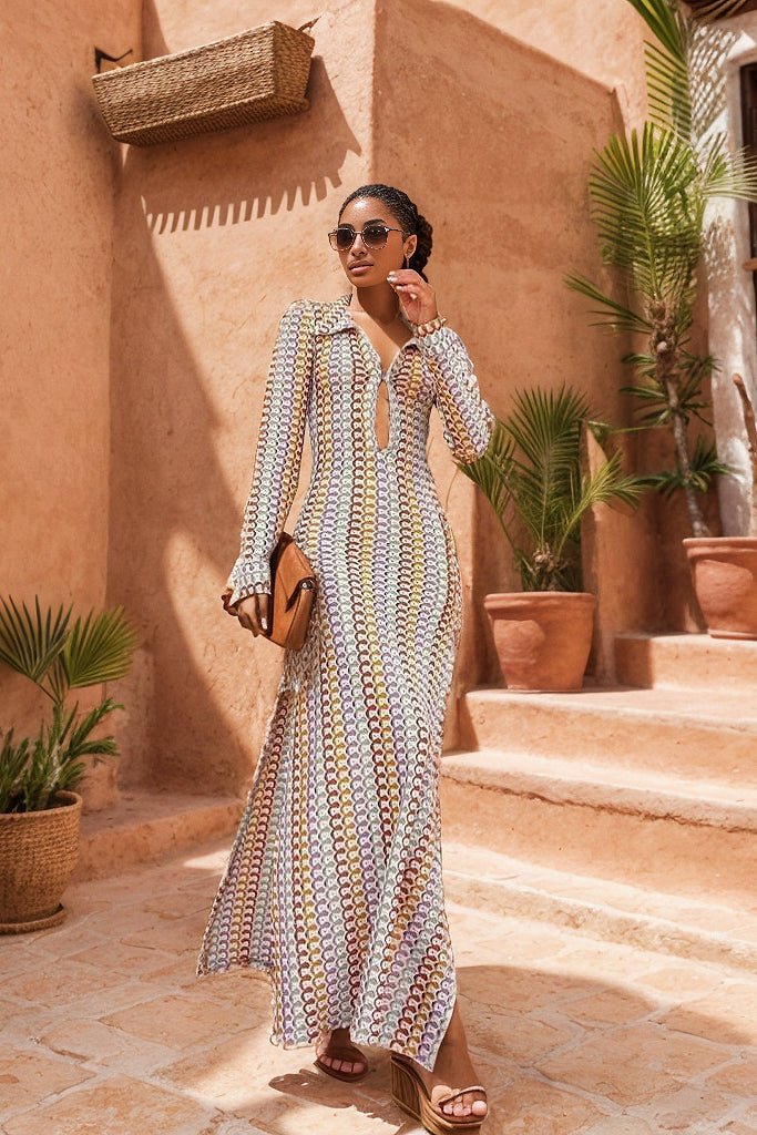 dawn-v-neck-collared-crochet-maxi-dress-sd00209251603-multi-s-sunfere-682811 Dawn V-neck Collared Crochet Maxi Dress - Image 1