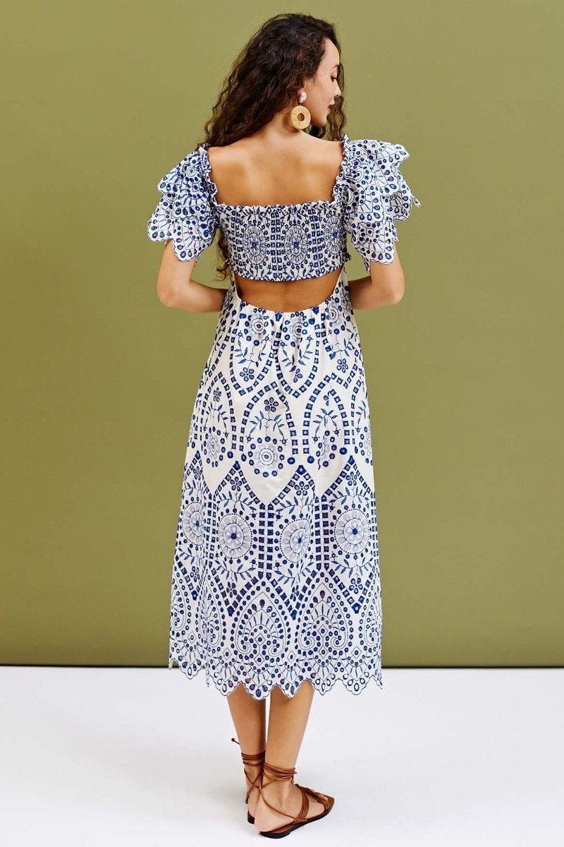 della-embroidery-lace-ruffle-shirred-midi-dress-sd00208311283-blue-xs-sunfere-851870 Della Embroidery Lace Ruffle Shirred Midi Dress - Image 3
