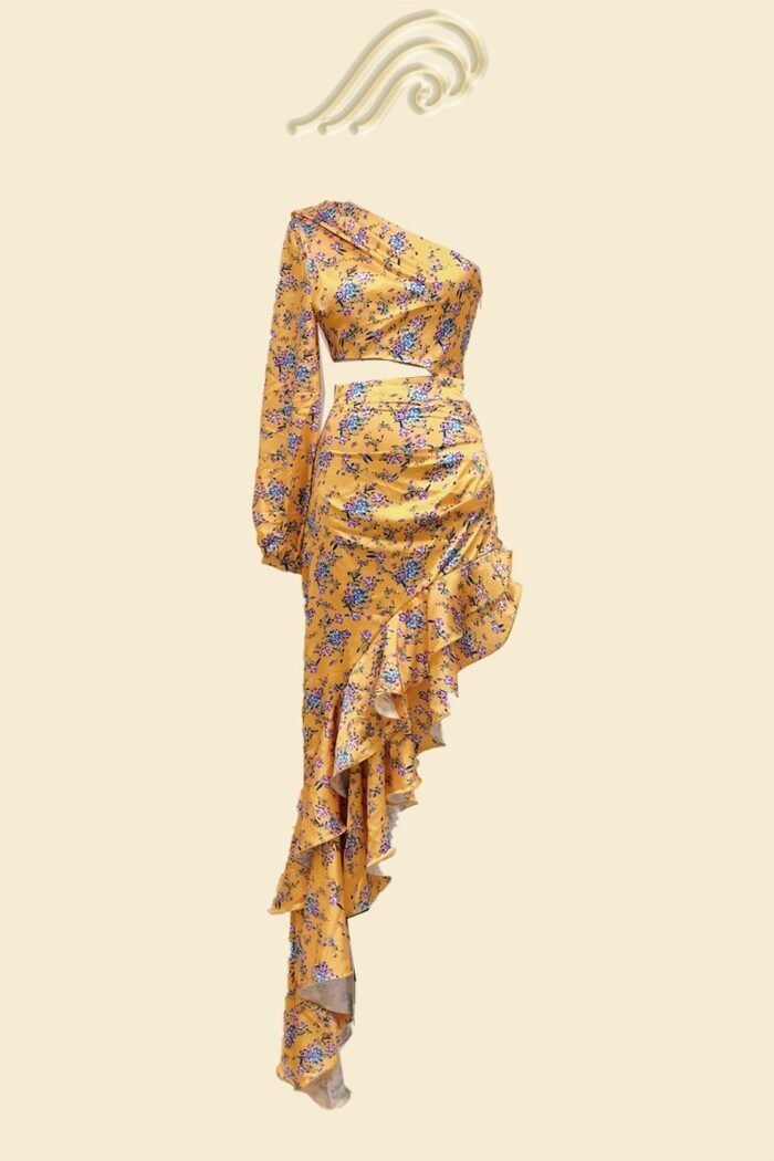 Dinah Printed One-shoulder Ruffle Asymmetry Maxi Dress - Image 5