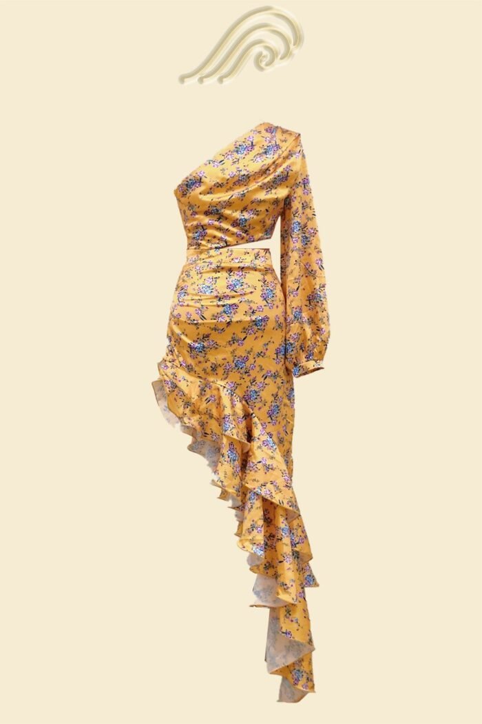 Dinah Printed One-shoulder Ruffle Asymmetry Maxi Dress - Image 6