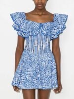 Dolly Embroidered Lace Ruffle Bodice Flare Mini Dress - Image 7