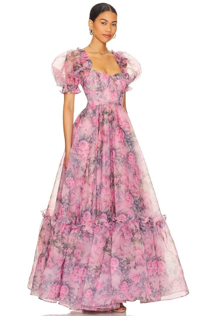 Dolly Printed Sweetheart Ruffle Maxi Dress - Image 4