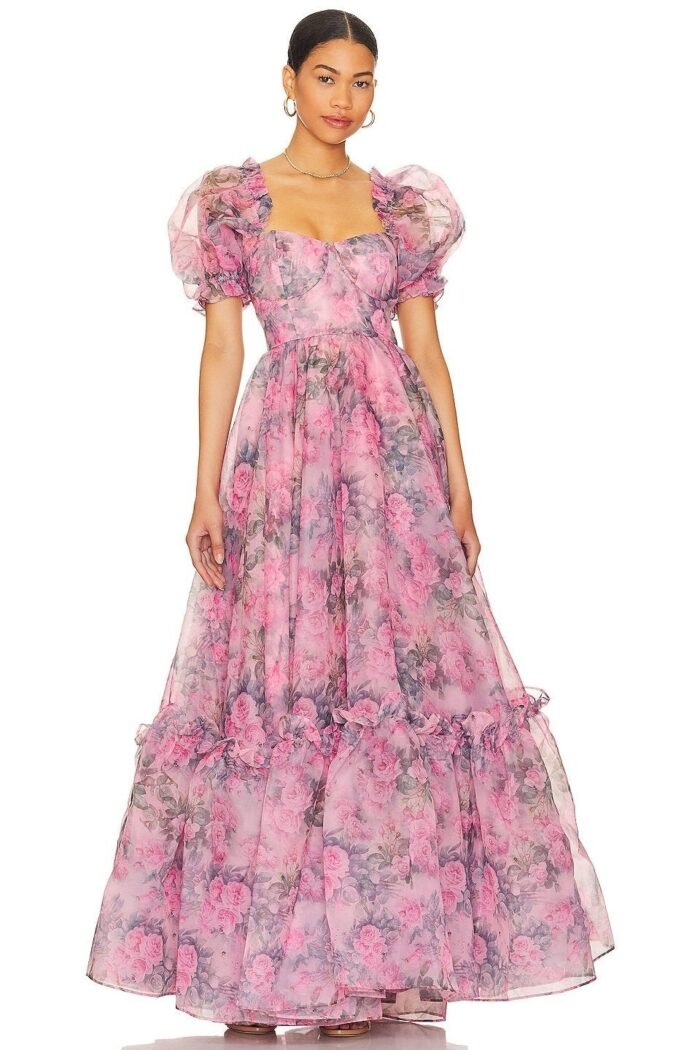 Dolly Printed Sweetheart Ruffle Maxi Dress - Image 5