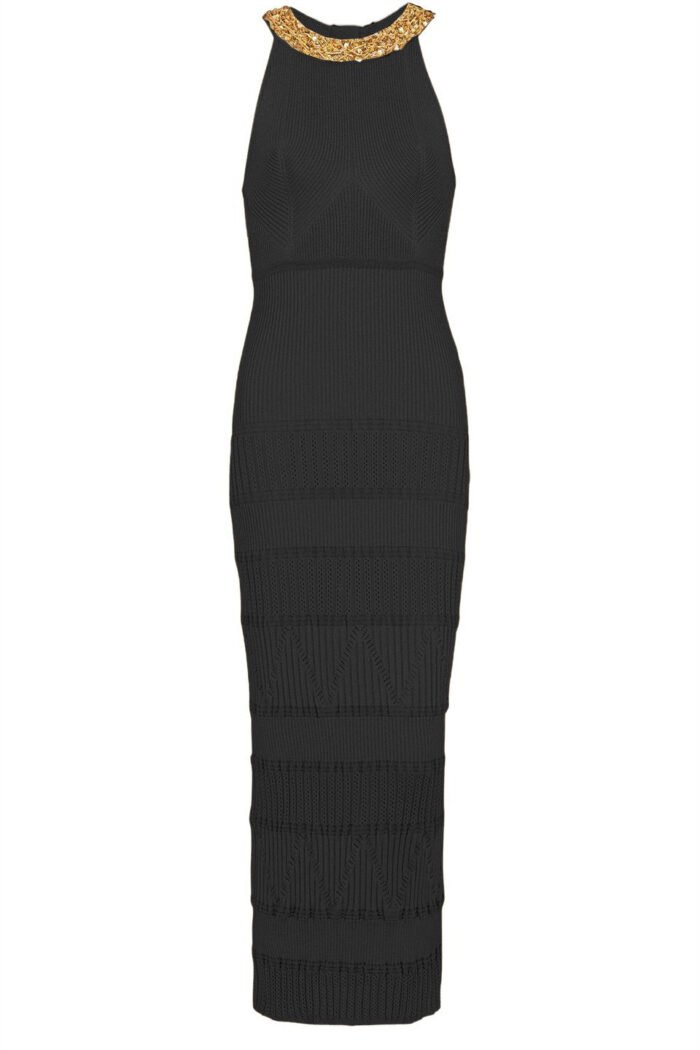 Donna Embroidered Turtleneck Midi Knit Dress - Image 11