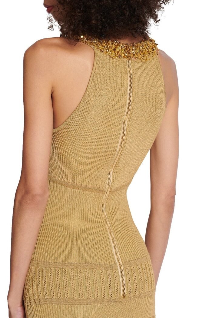 Donna Embroidered Turtleneck Midi Knit Dress - Image 5