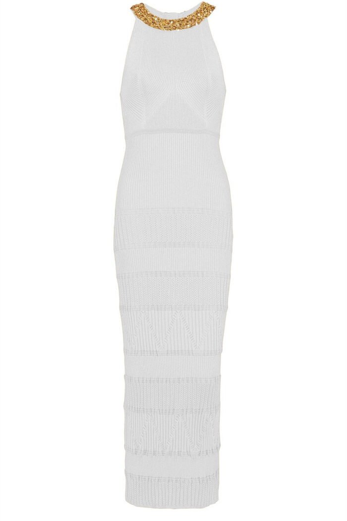 Donna Embroidered Turtleneck Midi Knit Dress - Image 10