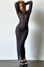 Dorse Round Neck Double-sided Mesh Dress - Image 4
