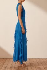 Eileen Pleated Round Neck Ruffle Maxi Dress - Image 4