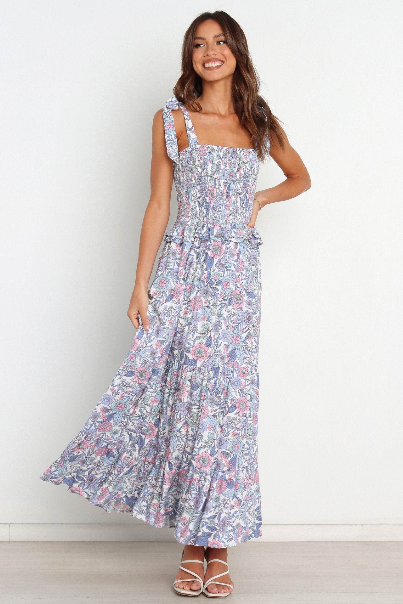 elanore-printed-shirred-bodice-maxi-dress-sd00208081121-purple-s-sunfere-183518 Elanore Printed Shirred Bodice Maxi Dress - Image 1